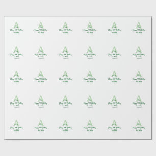 Papel De Presente Aniversário de 40 anos verde feliz adicionar nome 