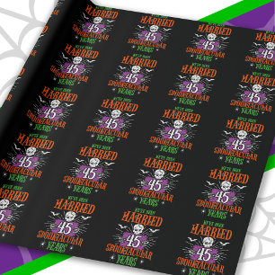 Papel De Presente Aniversário de 45 anos de casamento Halloween Spoo
