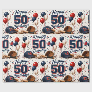 Papel De Presente Aniversário de 50 anos de beisebol 