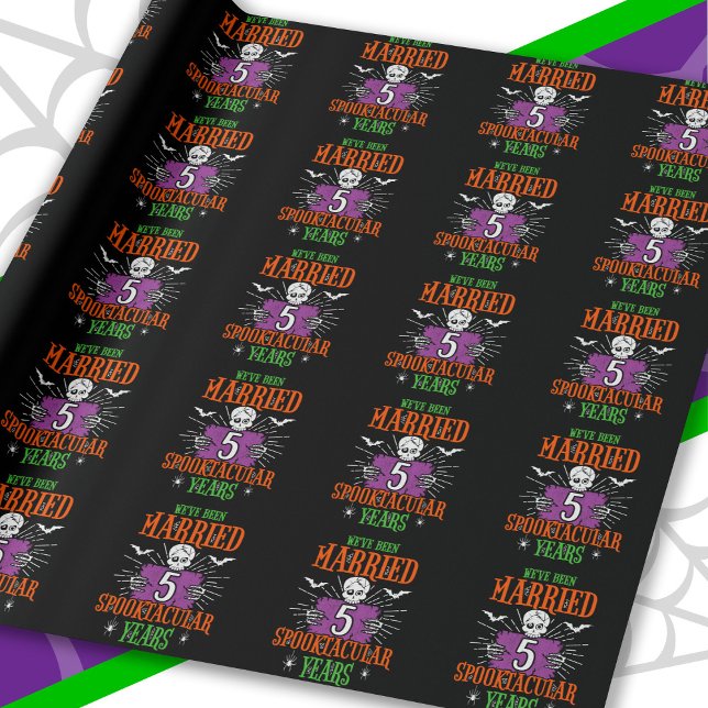 Papel De Presente Aniversário de 5 anos de casamento Halloween Spook (Criador carregado)