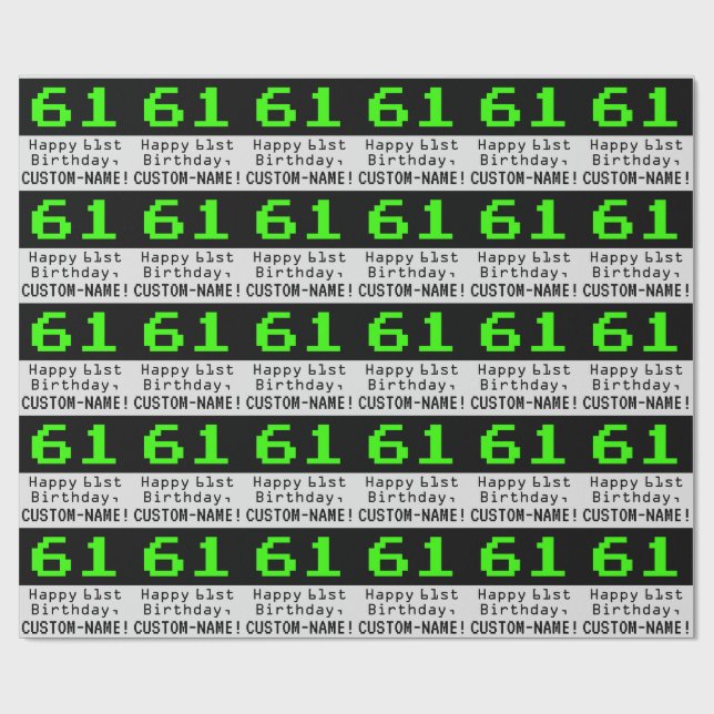 Papel De Presente Aniversário de 61ruas - Estilo Nerdy / Geeky "61"  (Aberto)