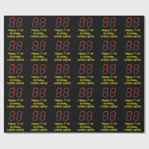 Papel De Presente Aniversário de 71 anos: Estilo Relógio Digital Ver