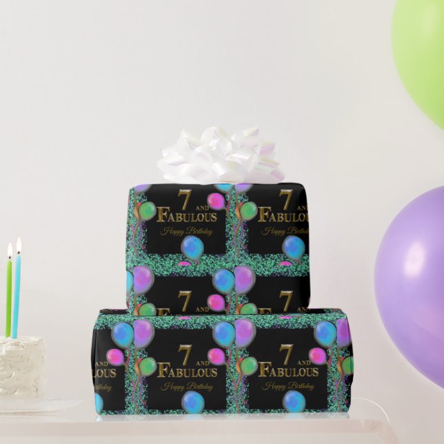 Papel De Presente Aniversário de 7 anos (Presentes para festas)