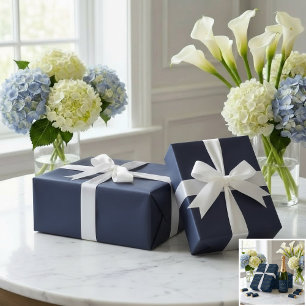 Papel De Presente Aniversário de 80 anos Elegante Navy