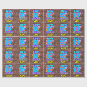 Papel De Presente Aniversário de 80: Divertido, Grafite Urbano Insp