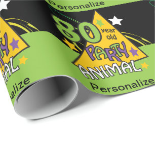 Papel De Presente Aniversário De Animais De Festa De 80 Anos