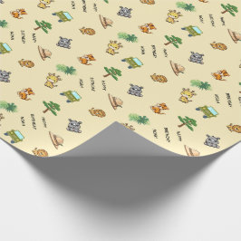 Papel De Presente Aniversário de Animal de Safari Personalizado Amar