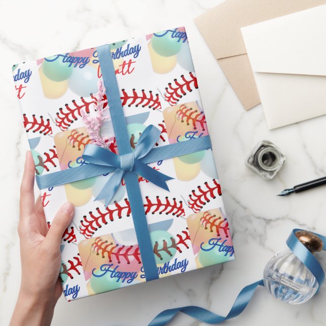 Papel De Presente Aniversário de Beisebol  (Presentear)