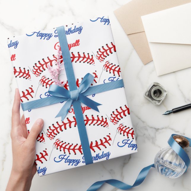 Papel De Presente Aniversário de Beisebol  (Presentear)