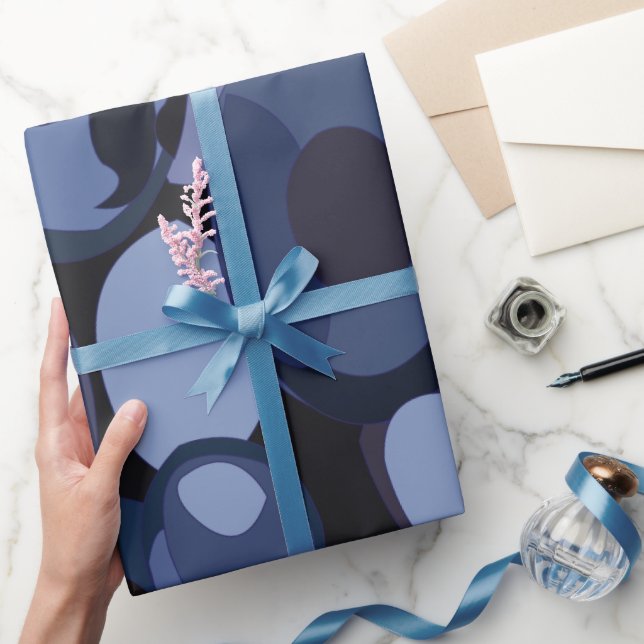 Papel De Presente Aniversário de Blueberry Moderna Abstrata (Presentear)