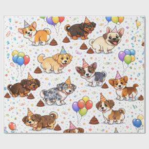 Papel De Presente Aniversário de Cachorro Engraçado e Fofo que Faz C
