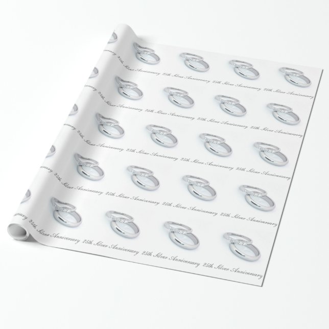 Papel De Presente Aniversário de Casamento de 25 Silver (Desenrolado)