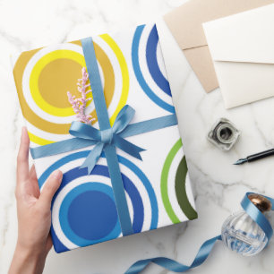 Papel De Presente Aniversário de Círculos Concêntricos Coloridos