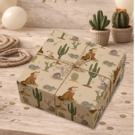 Papel De Presente Aniversário de Cowboy do Deserto do Oeste Selvagem