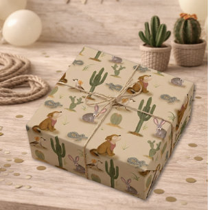 Papel De Presente Aniversário de Cowboy do Deserto do Oeste Selvagem