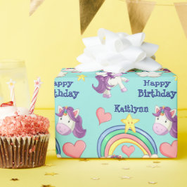 Papel De Presente Aniversário de criança Colorido do Arco-Íris Unicó