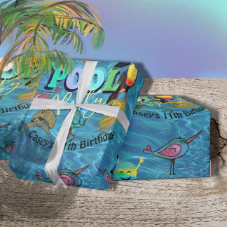Papel De Presente Aniversário de criança da Festa Legal de Verão