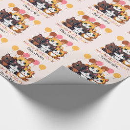 Papel De Presente Aniversário de criança de Nome do Balão de Kitten 