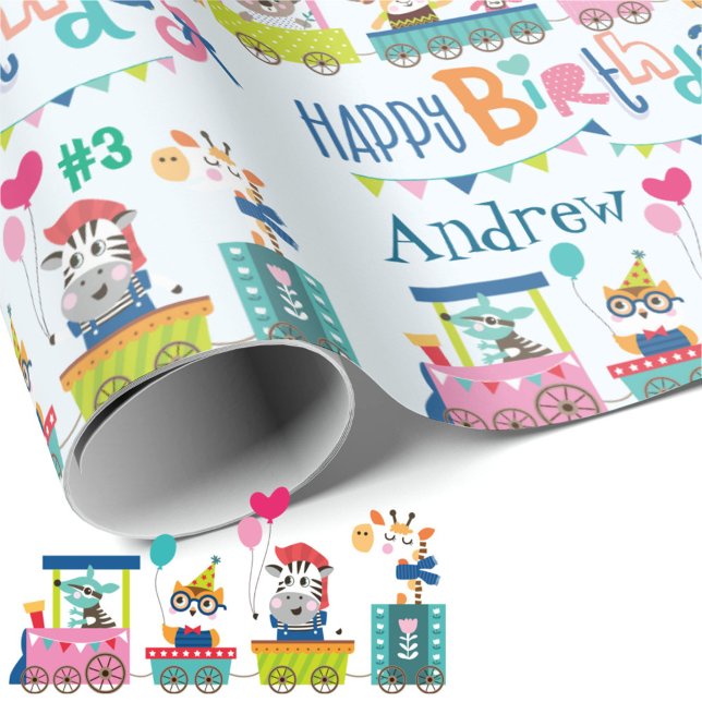 Papel De Presente Aniversário de criança de Nome Personalizar Comboi (Criador carregado)