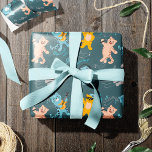 Papel De Presente Aniversário de criança de Padrão de Gatos Musicais<br><div class="desc">Perfeito para amantes de gatos, este padrão adorável mostra gatinhos bonitinhos tendo um tempo musical divertido. Alguns gatos estão cantando, alguns estão tocando guitarra, e alguns estão dançando à música. Há também notas musicais e os textos musicais. O fundo é um azul-lacre complementar e pode ser alterado de acordo com...</div>