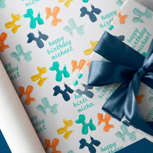 Papel De Presente Aniversário de criança de Padrão do Cachorro Cacho