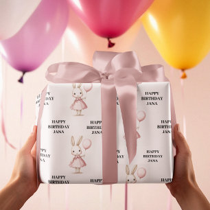 Papel De Presente Aniversário de criança de Páscoa de pastel rosa