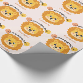Papel De Presente Aniversário de criança do nome do leão africano bo