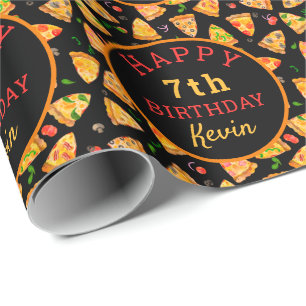 Papel De Presente Aniversário de criança Personalizado da Pizza Part