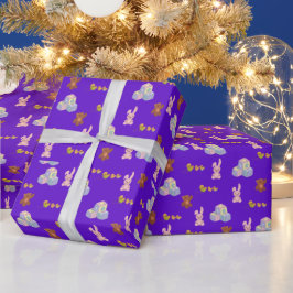 Papel De Presente Aniversário de Criancinha roxo