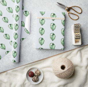 Papel De Presente Aniversário de Cristais de Esmeralda Verde