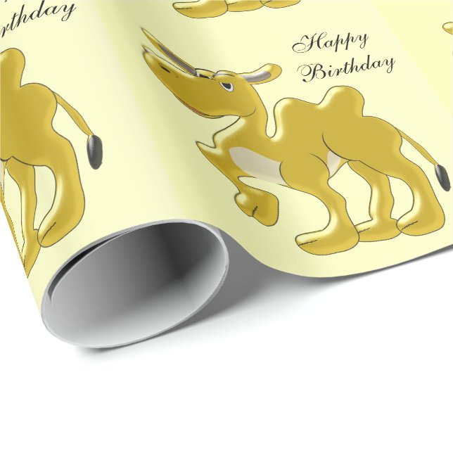 Papel De Presente Aniversário de Design de Camelo (Ponta do rolo)