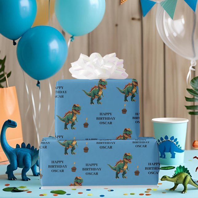 Papel De Presente Aniversário de Dia das Bruxas de Dinossauro Spooky (Criador carregado)