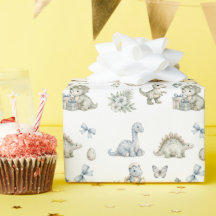 Aniversário de Dinossauro em Azul Verde Pastel com