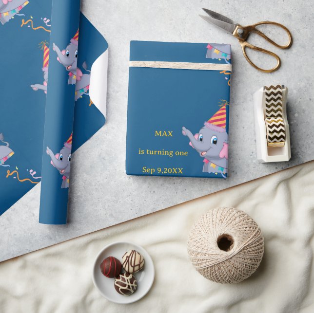 Papel De Presente Aniversário de Elefante Fofo (Artesanato)