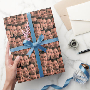 Papel De Presente Aniversário de Foto Única com Imagem de Rosto Pers