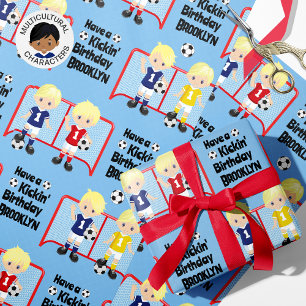 Papel De Presente Aniversário de Futebol Bloneiro Personalizado