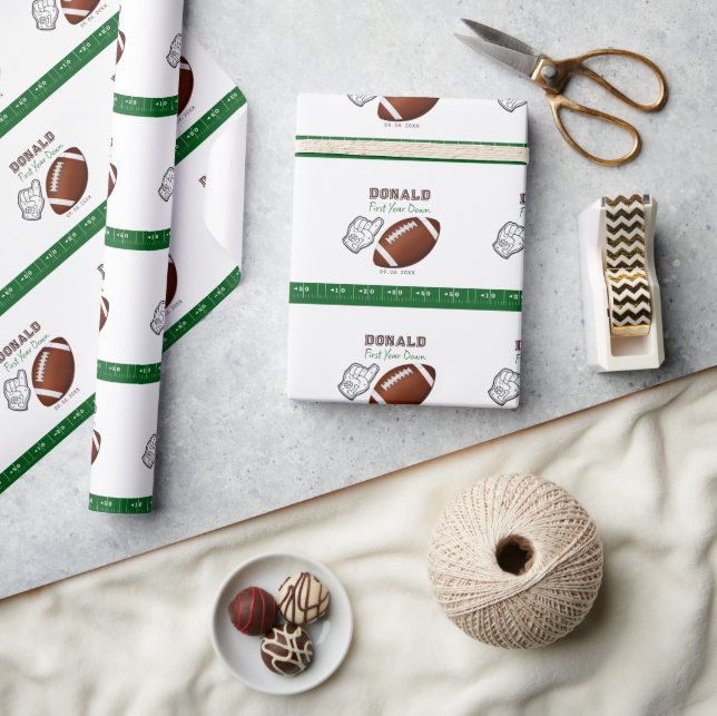Papel De Presente Aniversário de Futebol do Primeiro Ano  (Artesanato)