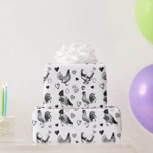 Papel De Presente Aniversário de Galinhas Escondidas