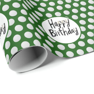 Papel De Presente Aniversário de golfe com bolas de golfe no verde
