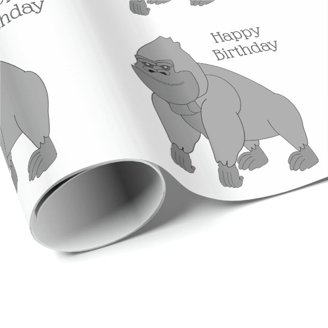 Papel De Presente Aniversário de Gorilla (Ponta do rolo)