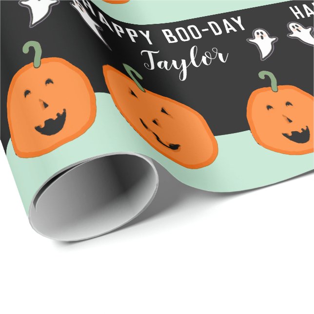 Papel De Presente Aniversário de Halloween Personalizado (Ponta do rolo)