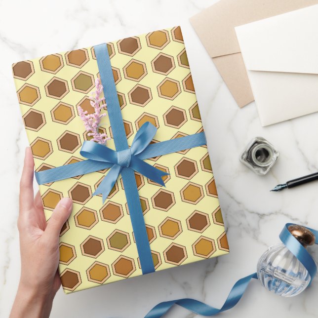 Papel De Presente Aniversário de Mel hexagonal Colorido (Presentear)