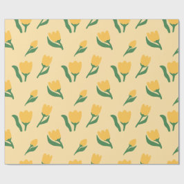 Papel De Presente Aniversário de Menina com Floral Simples Desenhado