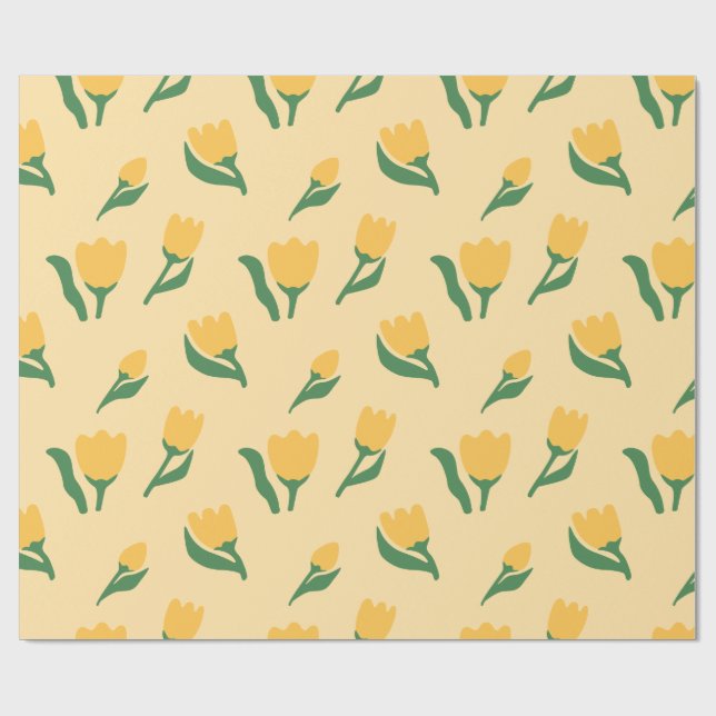 Papel De Presente Aniversário de Menina com Floral Simples Desenhado (Aberto)