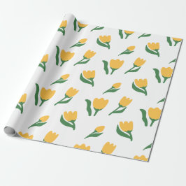 Papel De Presente Aniversário de Menina com Floral Simples Desenhado