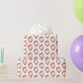 Papel De Presente Aniversário de Morango Fruta