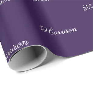 Papel De Presente Aniversário de nome personalizado de script viole