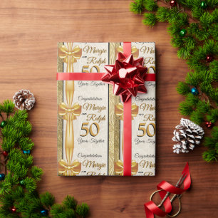 Papel De Presente Aniversário de Ouro