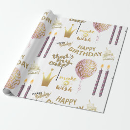 Papel De Presente Aniversário de Ouro
