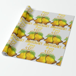 Papel De Presente Aniversário de Ouro